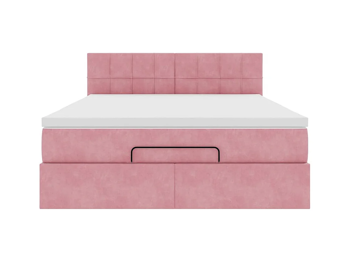 Ottoman-Bett mit Matratze Rosa 140x190 cm Samt