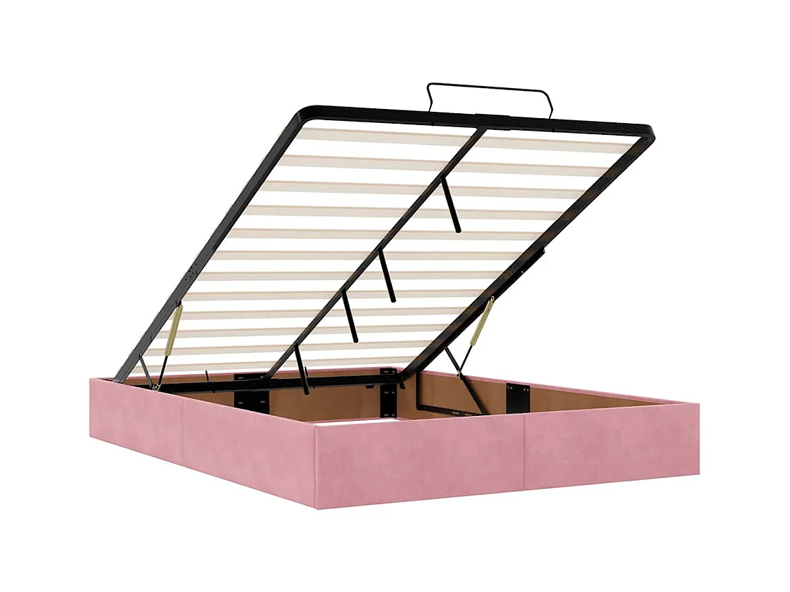 Ottoman-Bett mit Matratze Rosa 140x190 cm Samt