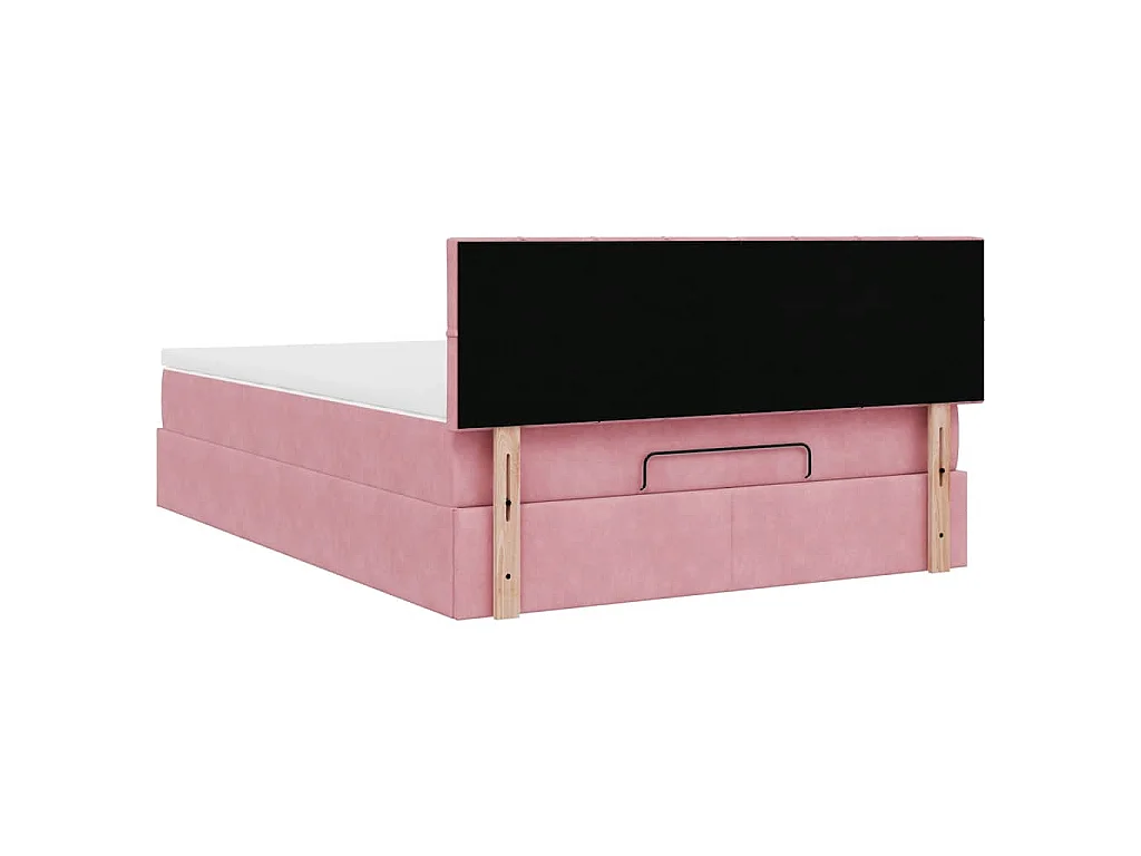 Cadre de lit ottoman avec matelas rose 140x190 cm velours