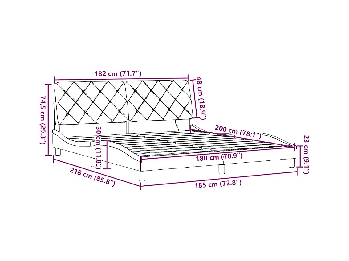 Bettgestell mit LED ohne Matratze Dunkelgrau 180x200 cm Stoff
