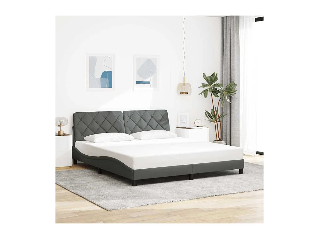 Bettgestell mit LED ohne Matratze Dunkelgrau 180x200 cm Stoff