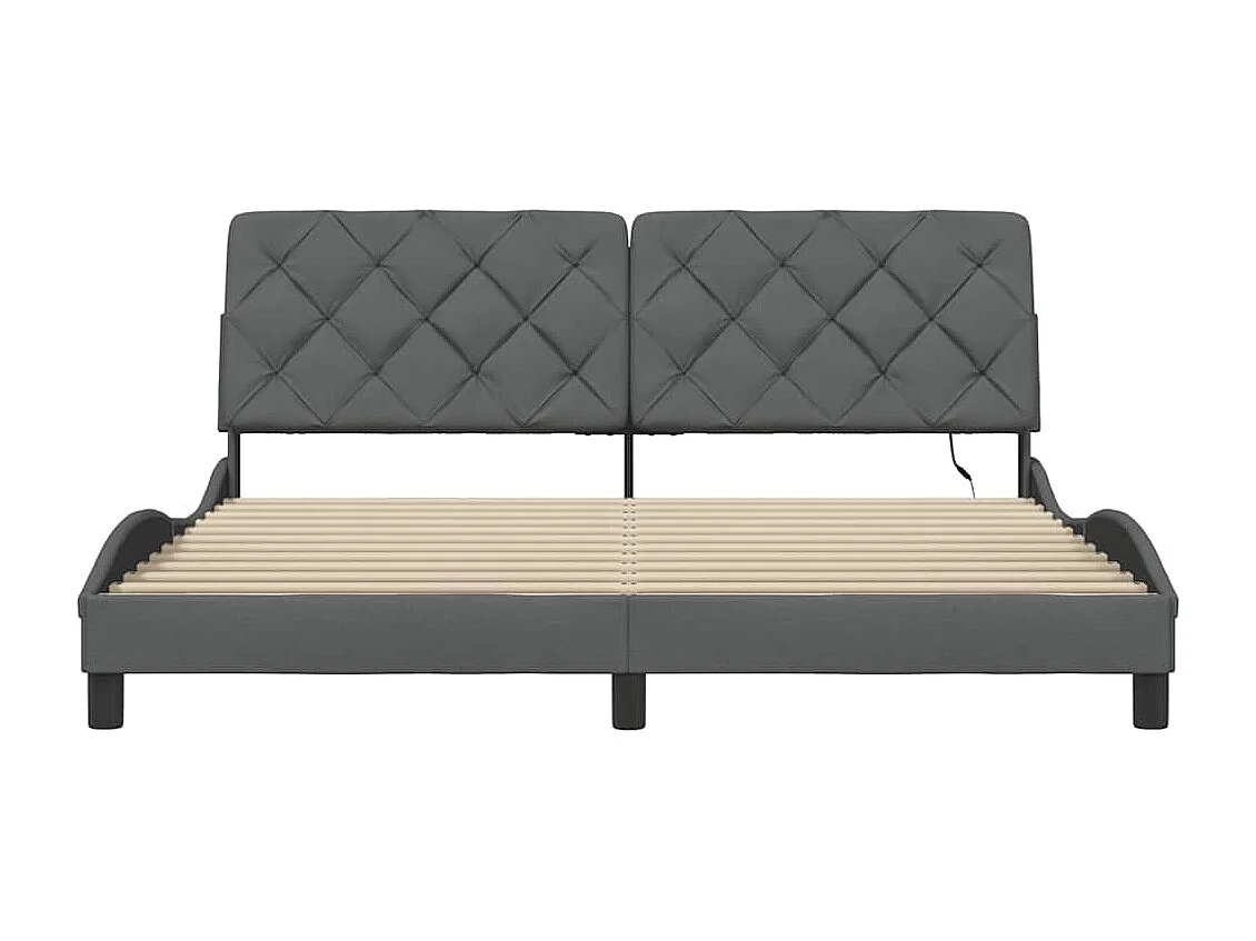 Bettgestell mit LED ohne Matratze Dunkelgrau 180x200 cm Stoff