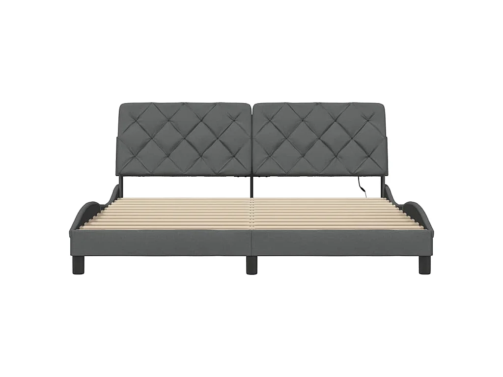 Bedframe met LED zonder matras 180x200 cm stof donkergrijs