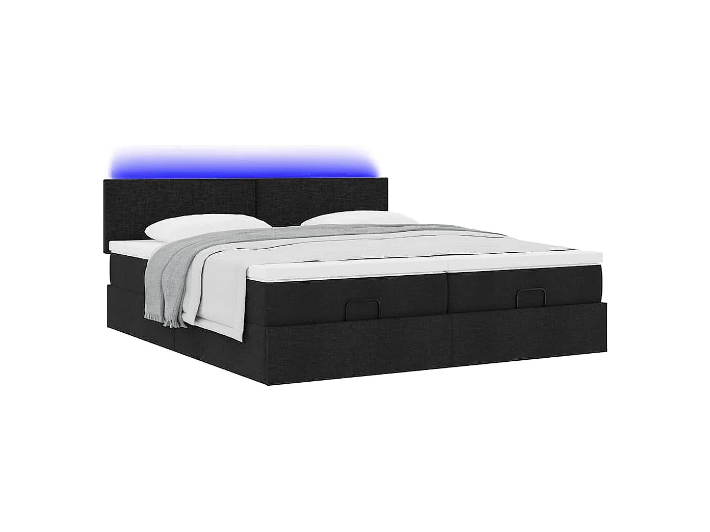Ottoman-Bett mit Matratzen & LEDs Schwarz 180x200 cm Stoff