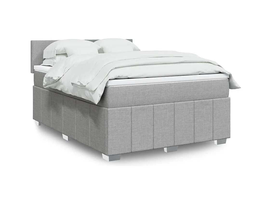 Boxspringbett mit Matratze Hellgrau 140x190 cm Stoff