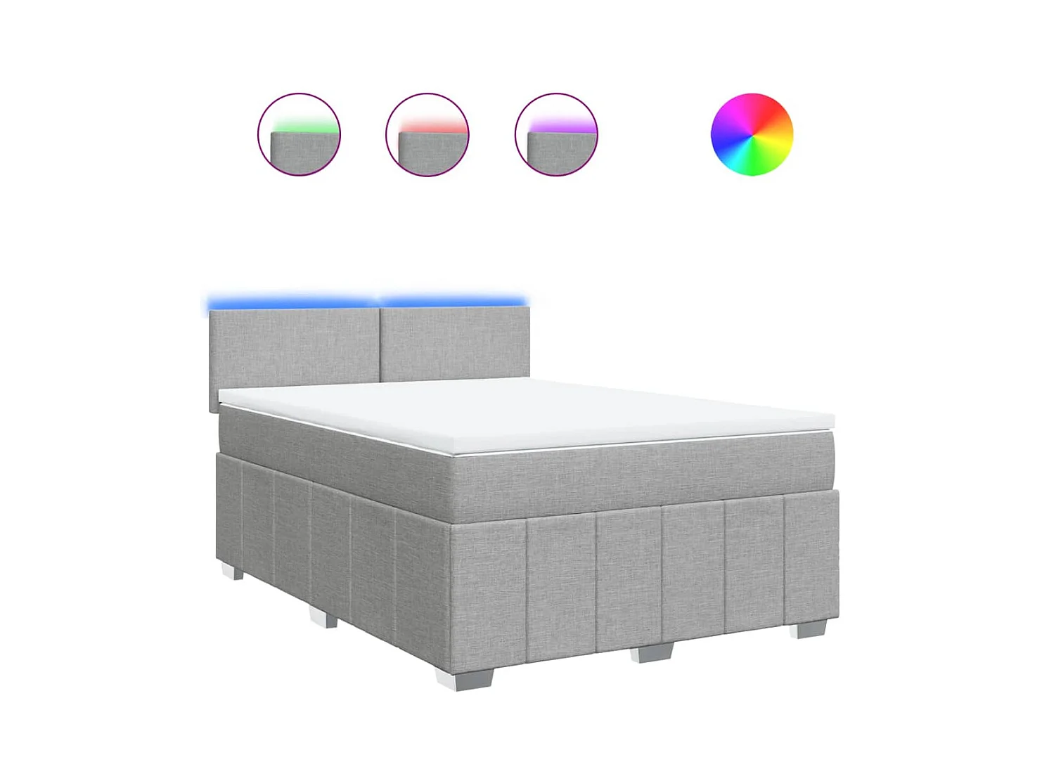 Boxspringbett mit Matratze Hellgrau 140x190 cm Stoff