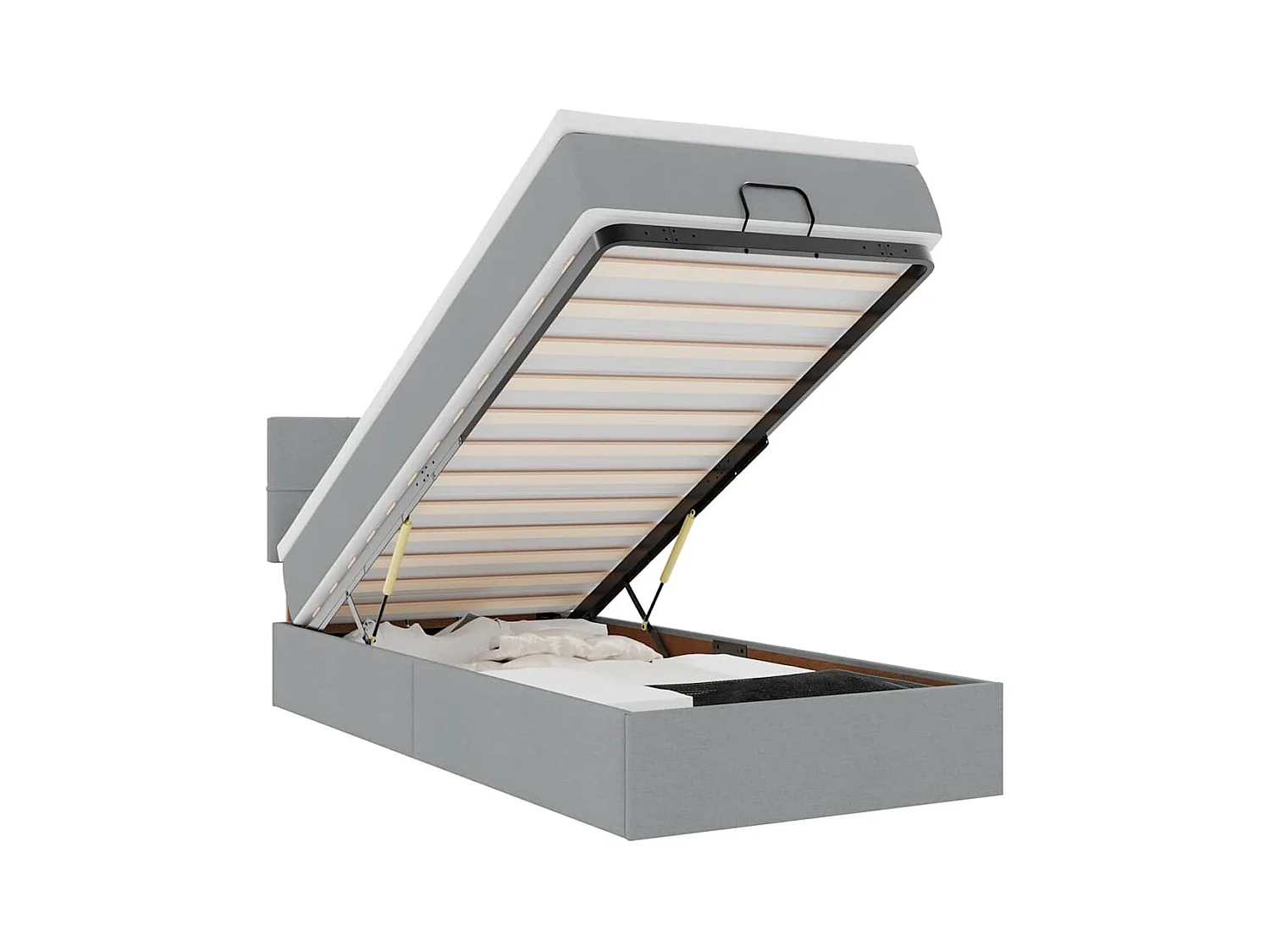 Bed met matras 100x200 cm stof lichtgrijs