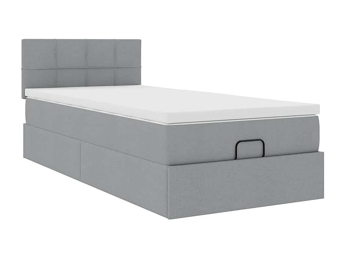 Pouf Letto con Materasso Grigio Chiaro 100x200 cm in Tessuto