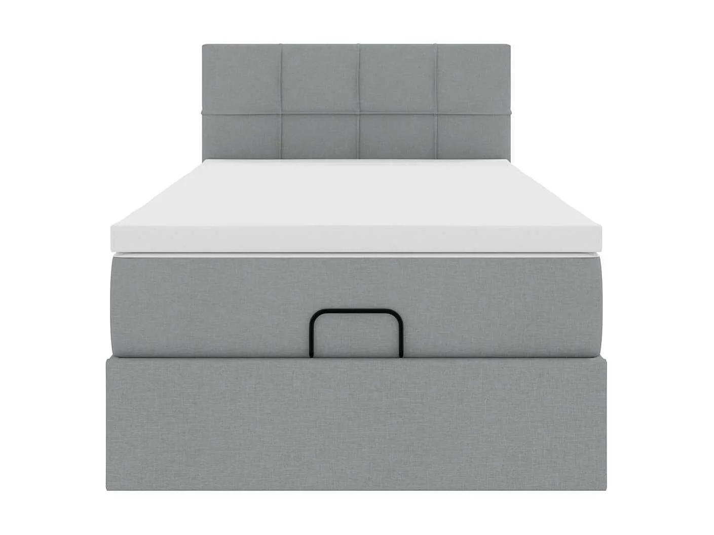 Pouf Letto con Materasso Grigio Chiaro 100x200 cm in Tessuto