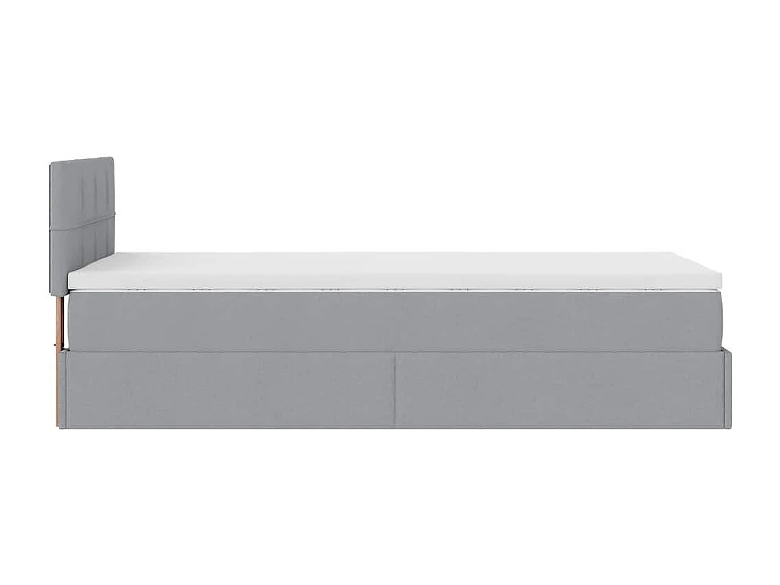 Pouf Letto con Materasso Grigio Chiaro 100x200 cm in Tessuto