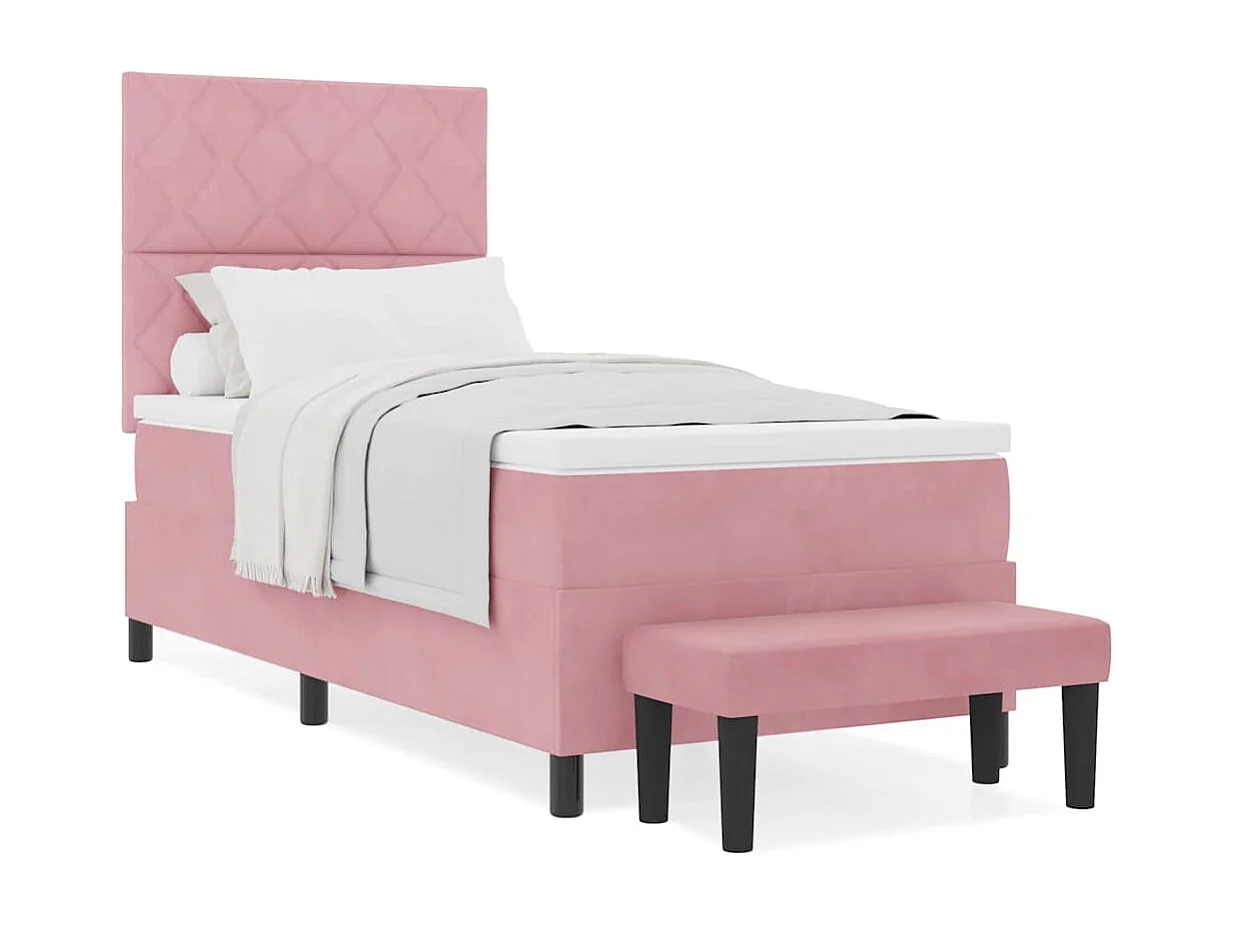 Lit à ressorts avec matelas Rose 90 x 190 cm Velours