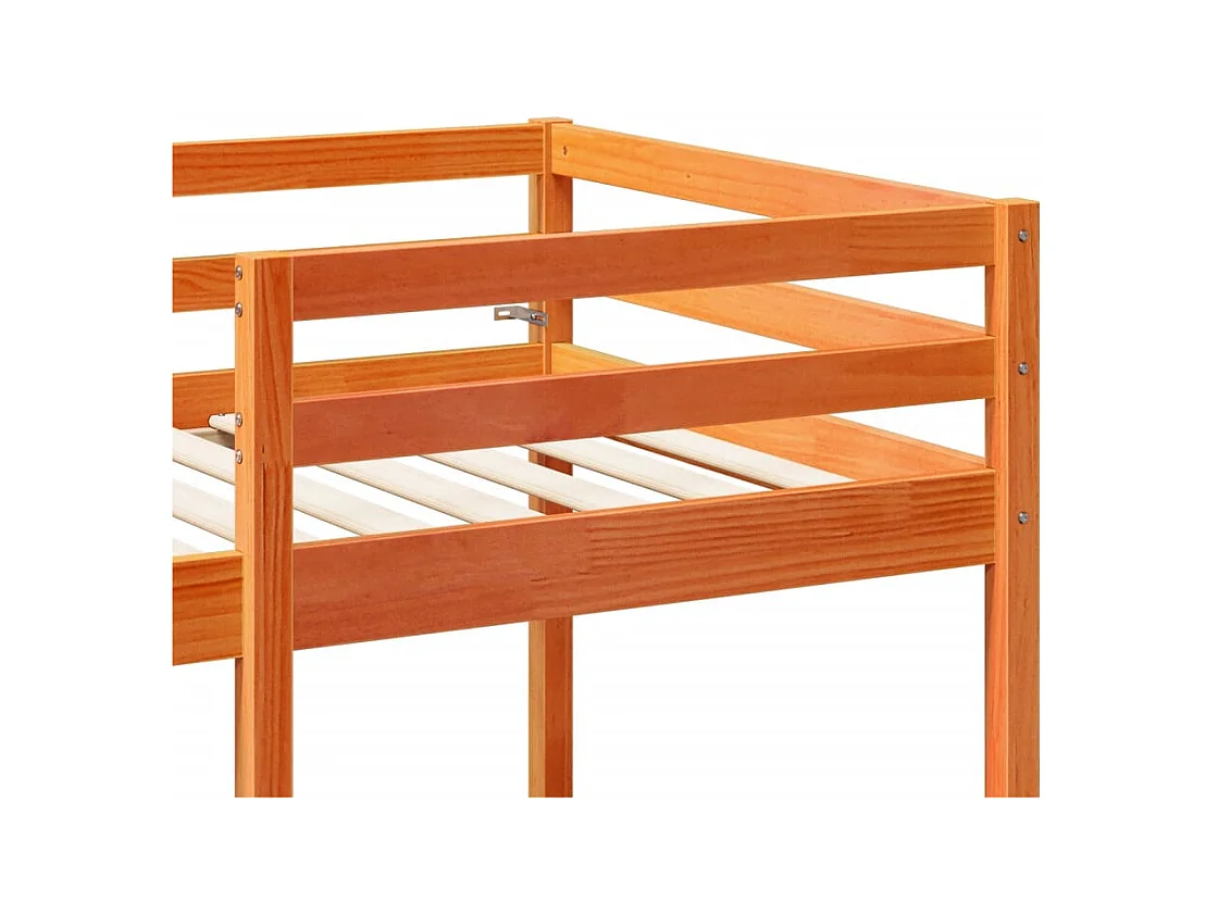 Lit mezzanine avec bureau et chaises brun cire 90x200 cm pin