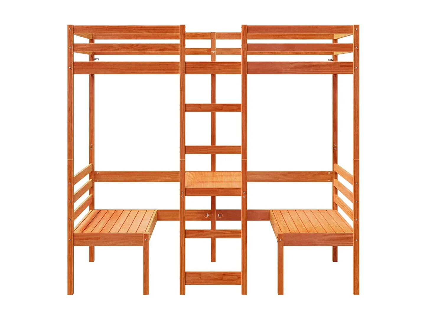 Hochbett mit Schreibtisch & Stühlen Braun 90x200 cm Kiefernholz