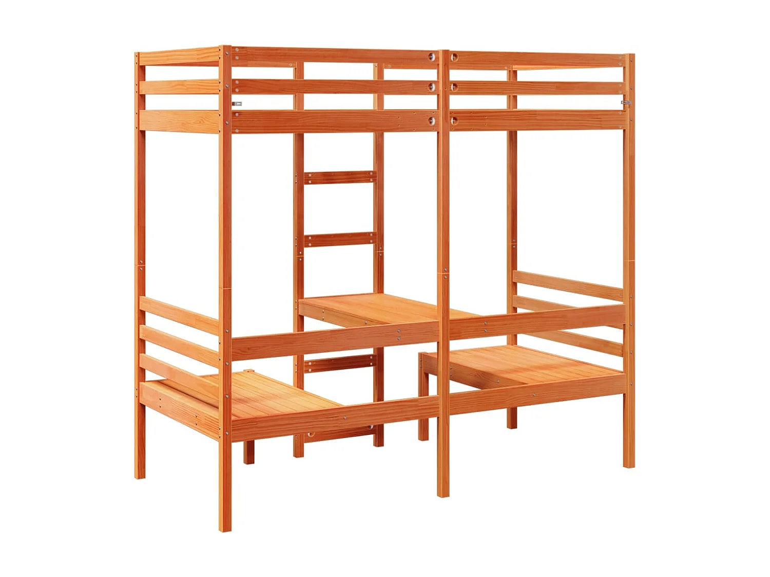 Hochbett mit Schreibtisch & Stühlen Braun 90x200 cm Kiefernholz