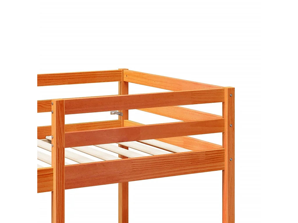 Lit mezzanine avec bureau et chaises brun cire 90x200 cm pin