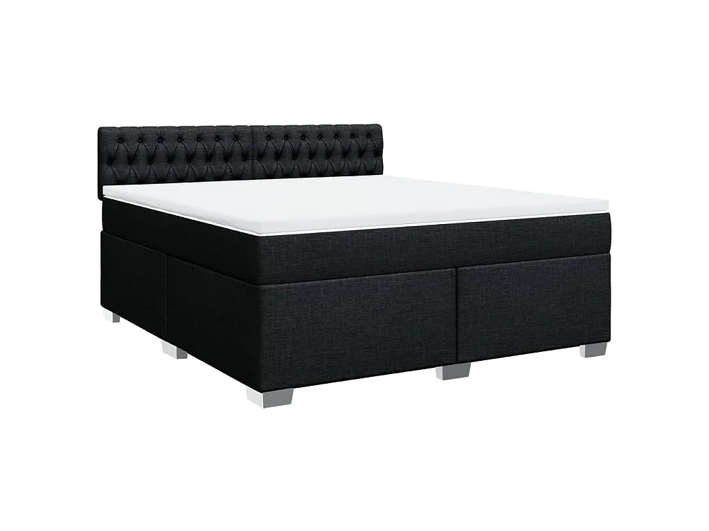 Giroletto a Molle con Materasso Nero 180x200 cm in Tessuto