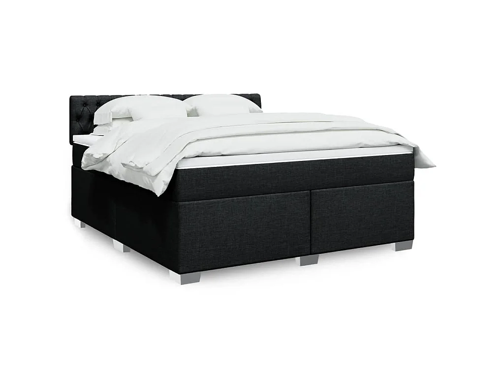 Giroletto a Molle con Materasso Nero 180x200 cm in Tessuto