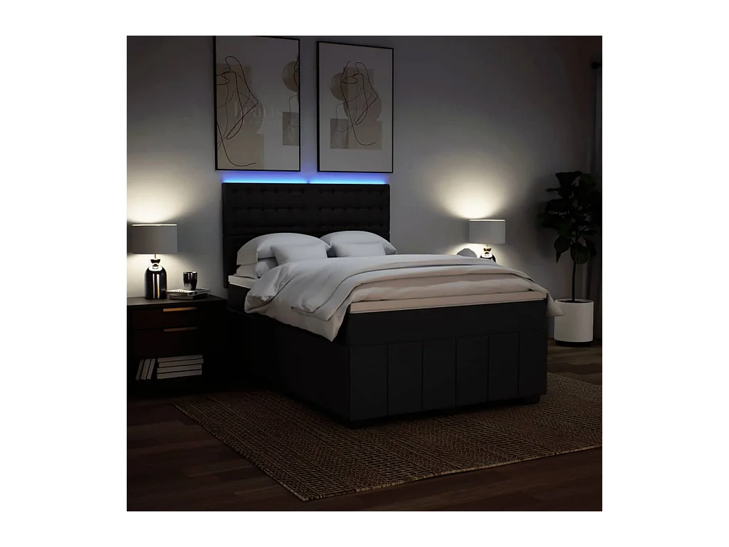 Boxspringbett mit Matratze Schwarz 160x200 cm Stoff