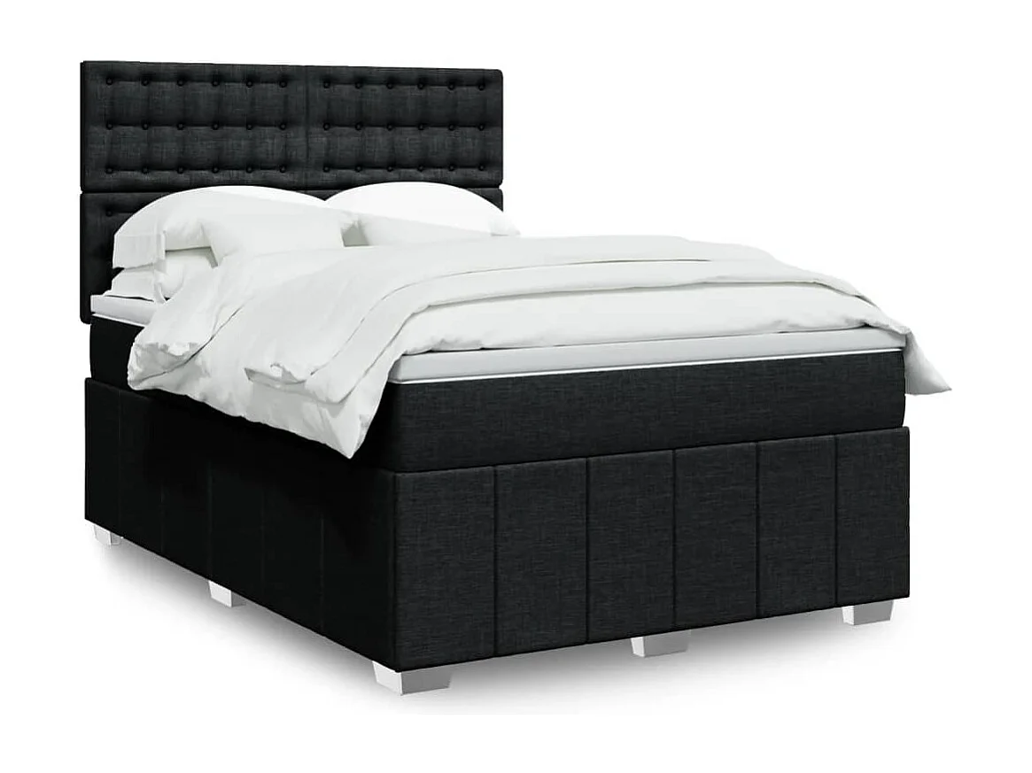 Boxspring met matras stof zwart 160x200 cm