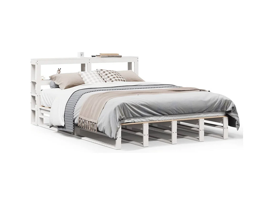 Cadre de lit sans matelas blanc 160x200 cm bois de pin massif