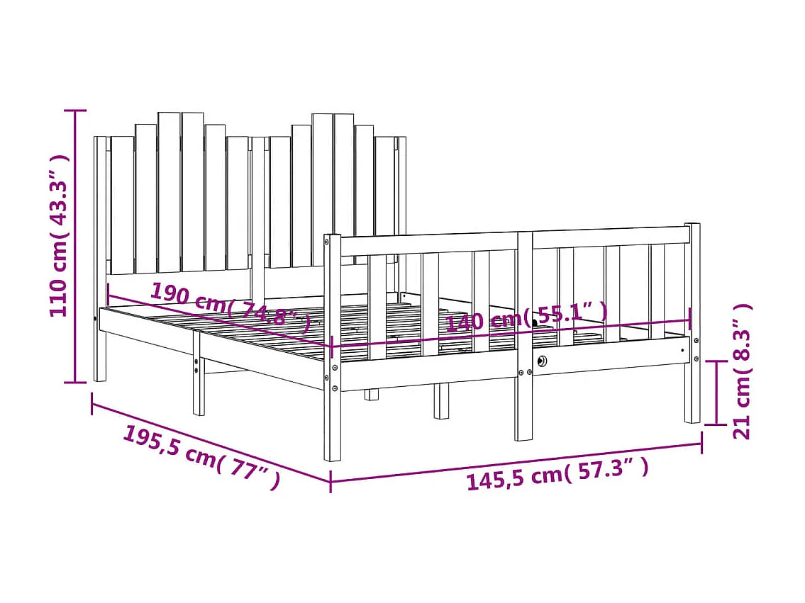 Massivholzbett ohne Matratze 140x190 cm Kiefernholz