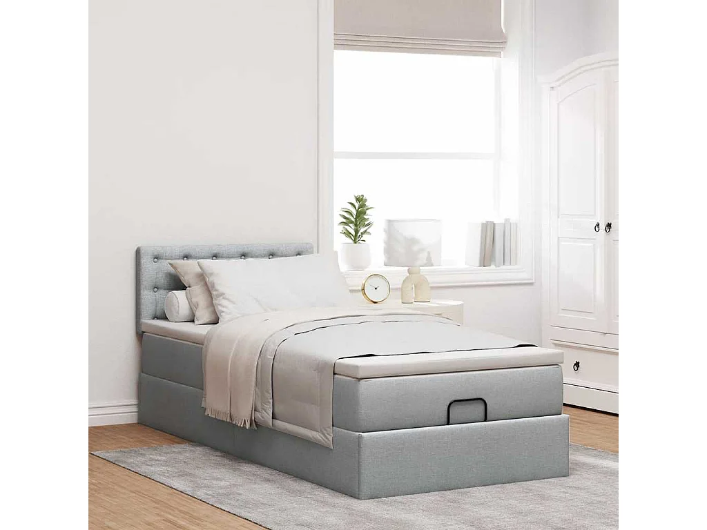 Struttura Letto Pouf con Materasso 90x190 cm in Tessuto