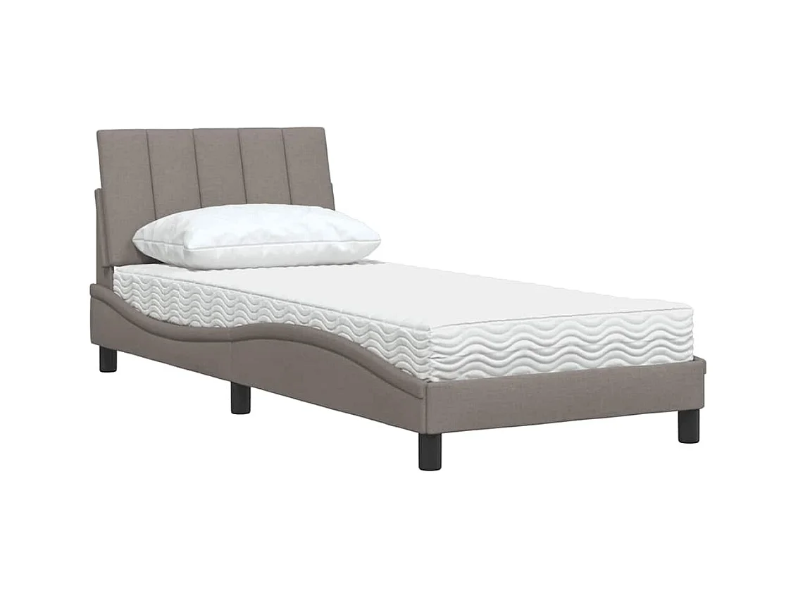 Lit avec matelas taupe 90x190 cm tissu