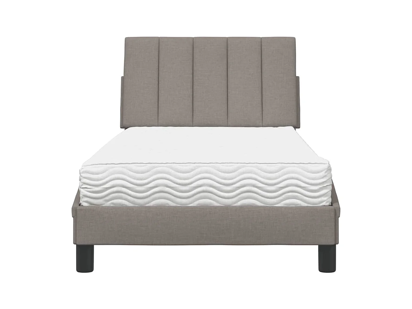 Lit avec matelas Hanko taupe 90x190 cm tissu