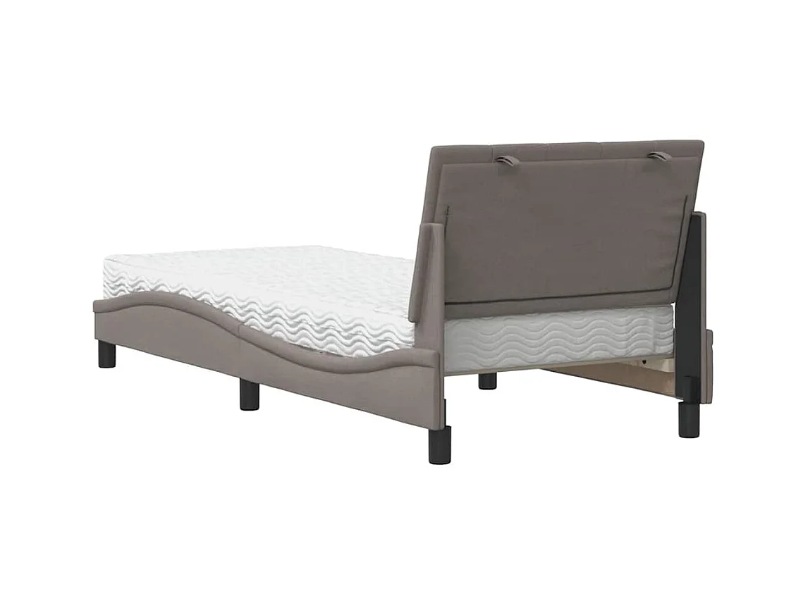 Lit avec matelas Hanko taupe 90x190 cm tissu
