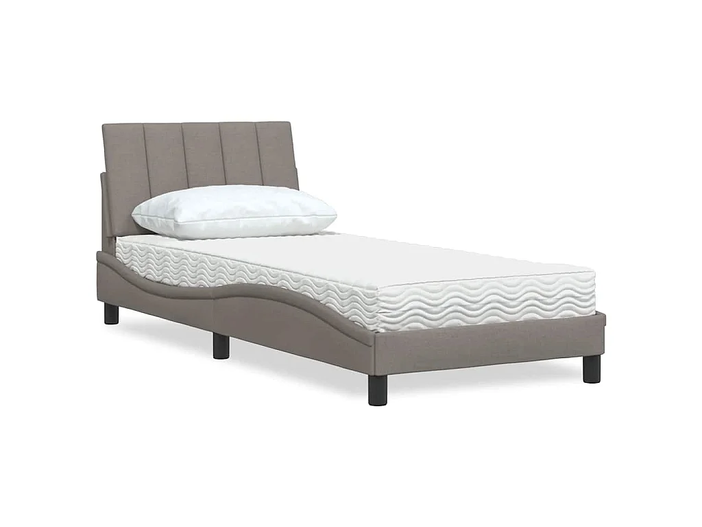 Letto con Materasso Hanko Tortora 90x190 cm in Tessuto