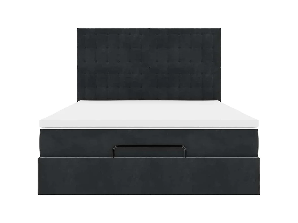 Ottoman-Bett mit Matratzen Schwarz 140x200 cm Samt