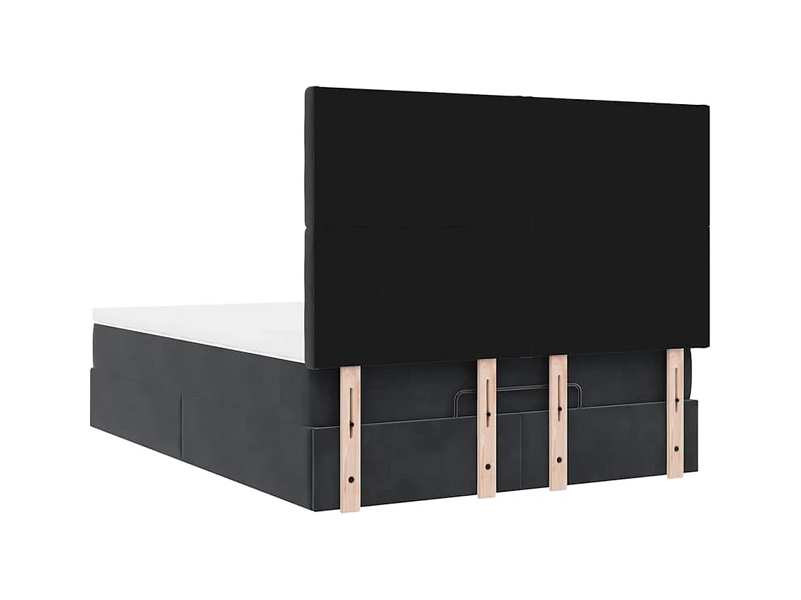 Ottoman-Bett mit Matratzen Schwarz 140x200 cm Samt