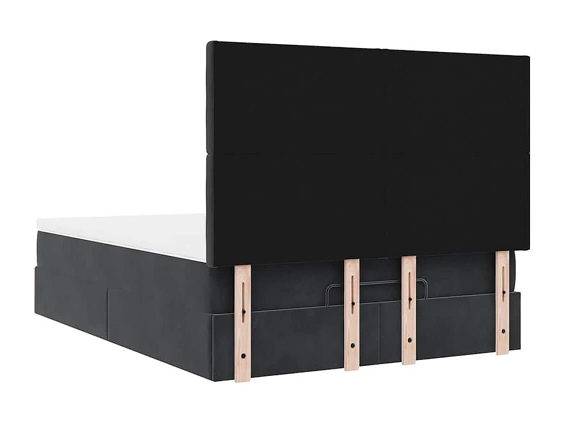 Cadre de lit ottoman avec matelas noir 140x200 cm velours