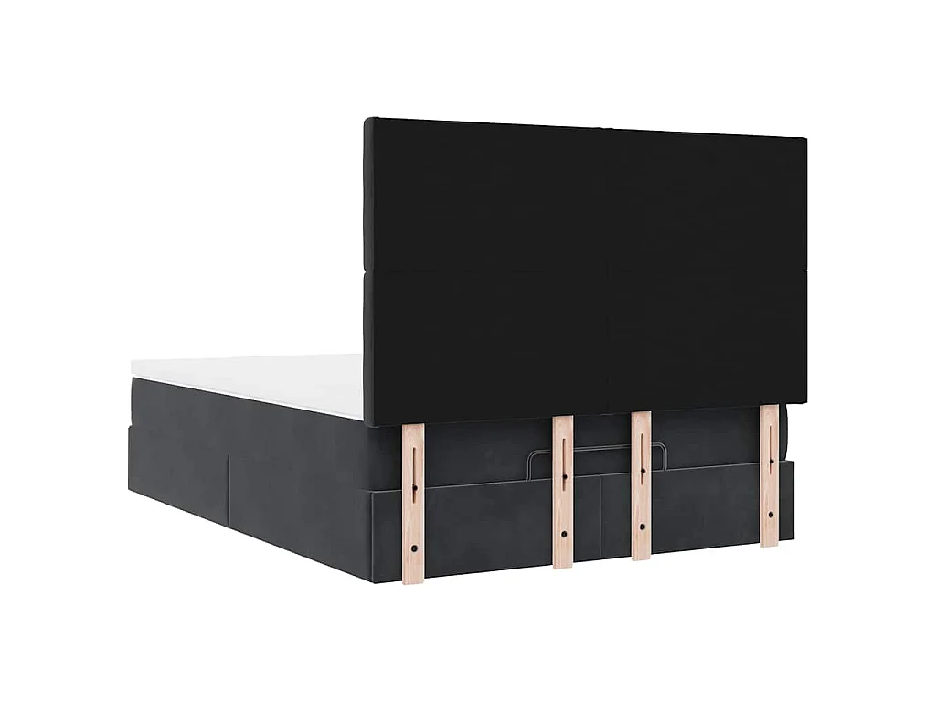 Struttura Letto Pouf con Materassi Nero 140x200 cm in Velluto
