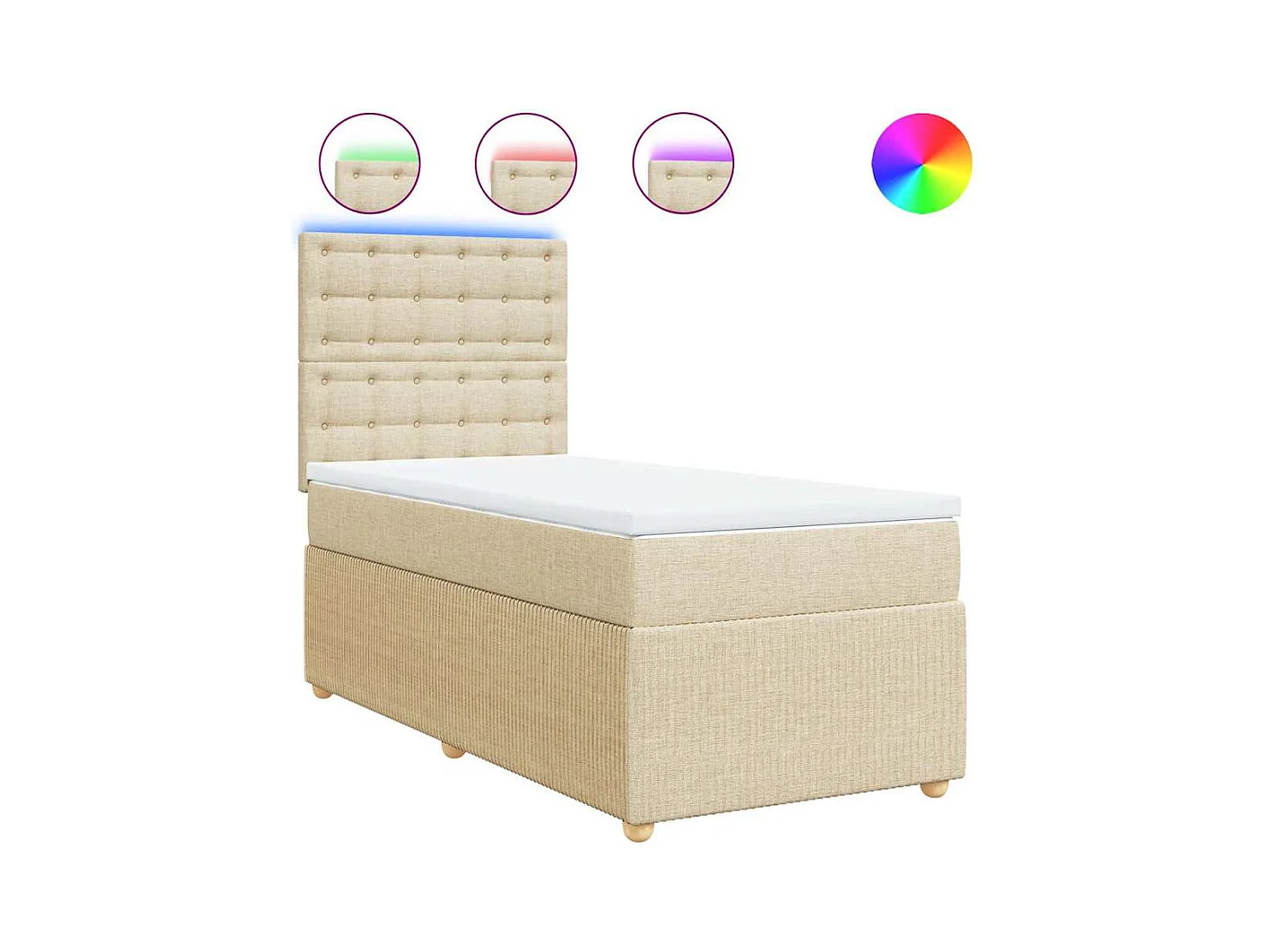 Boxspringbett mit Matratze Creme 90x200 cm Stoff