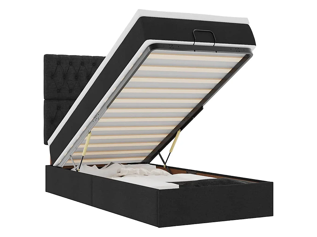 Ottoman bed met matras 90x190cm stof zwart