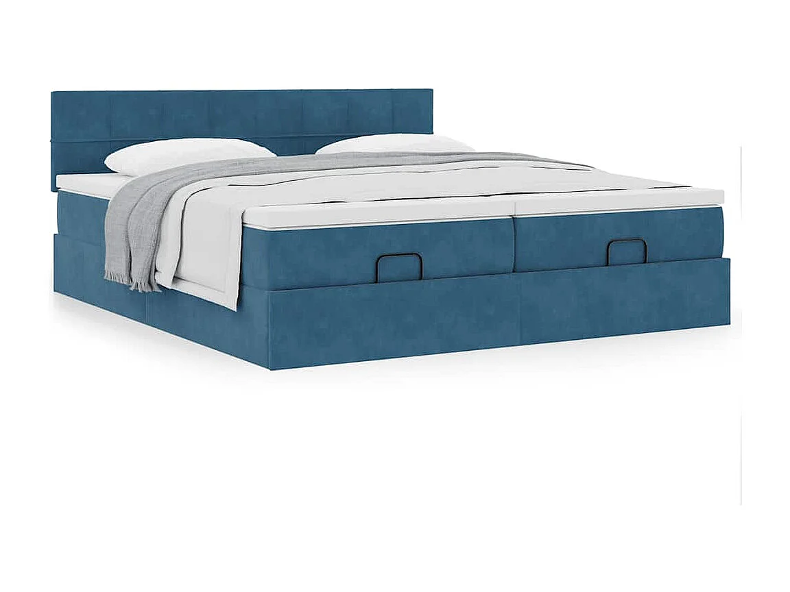 Ottoman bed met matrassen 160x200cm fluweel donkerblauw