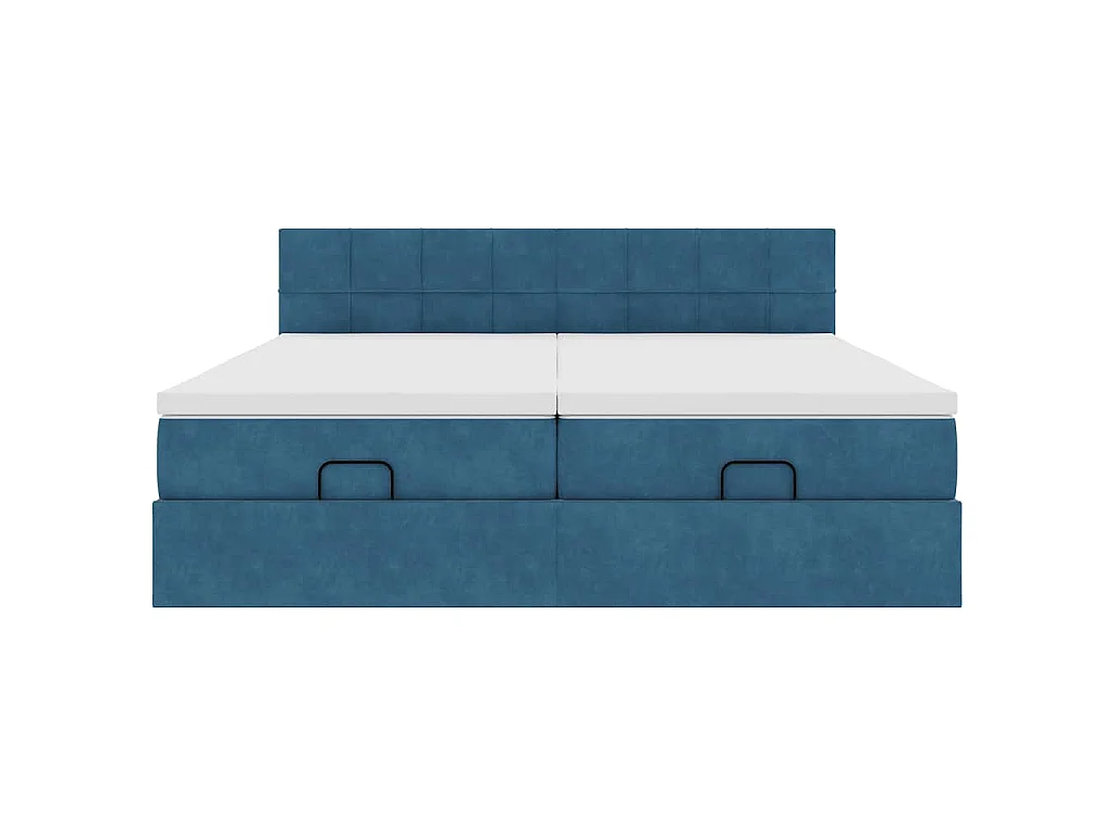 Cadre de lit ottoman avec matelas bleu foncé 160x200 cm velours