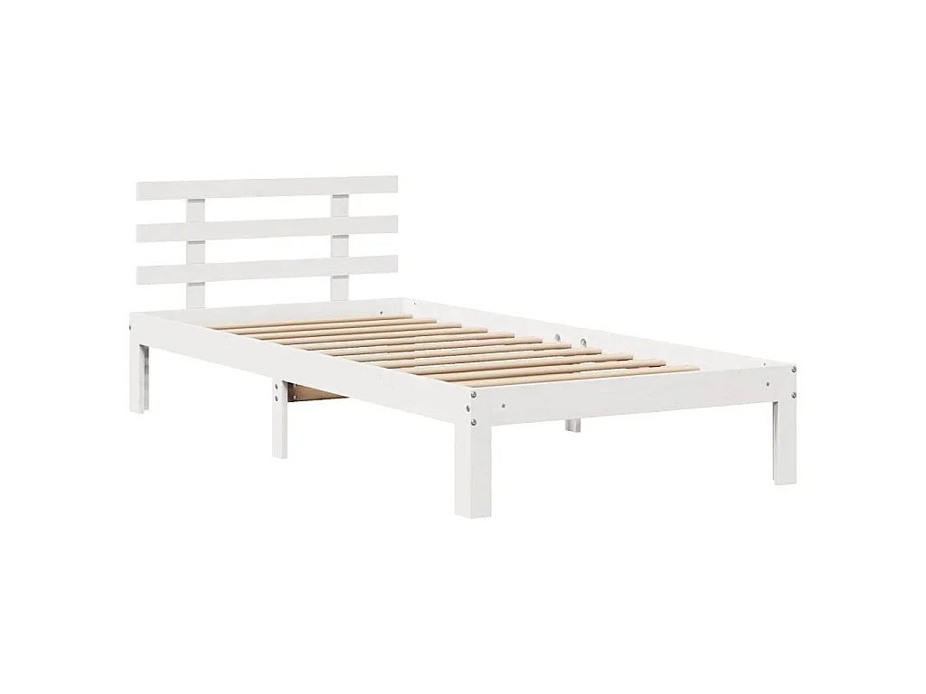 Giroletto con Cassetti Bianco 100x200 cm Legno Massello di Pino