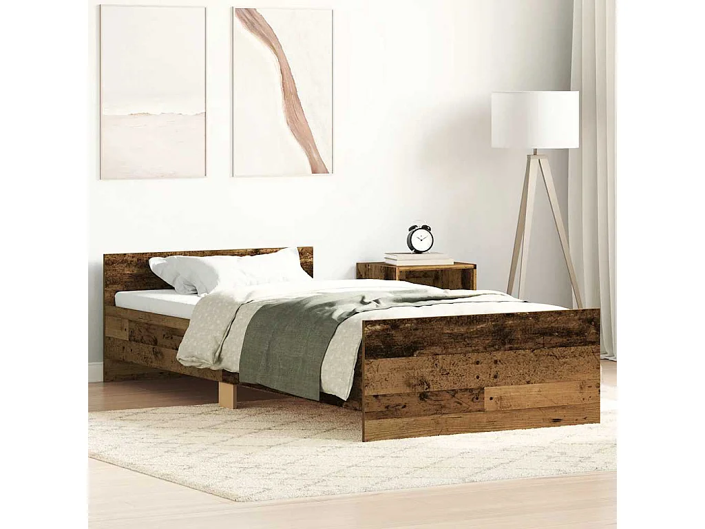 Cadre de lit sans matelas vieux bois 100x200 cm bois ingénierie