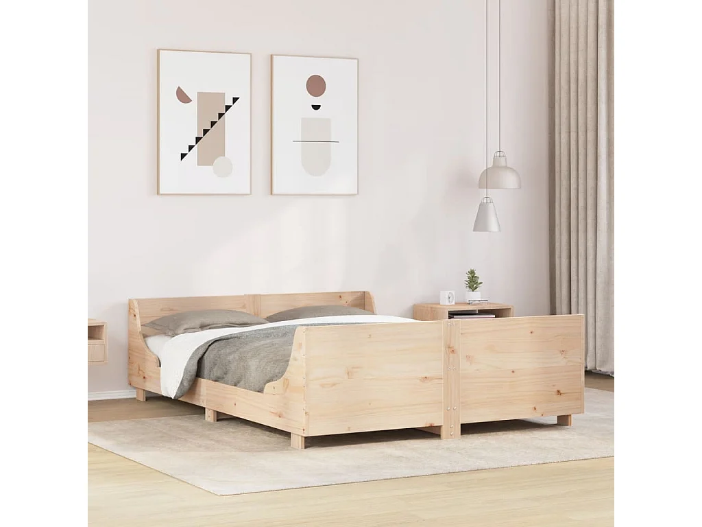 Cadre de lit sans matelas 140x190 cm bois de pin massif