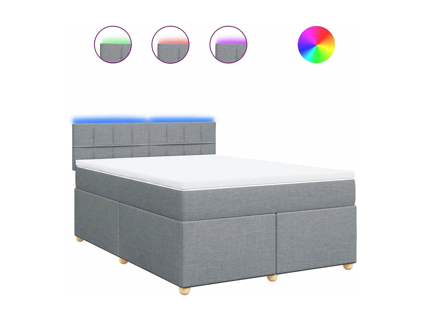 Sommier à lattes de lit avec matelas Gris clair 160x200cm Tissu