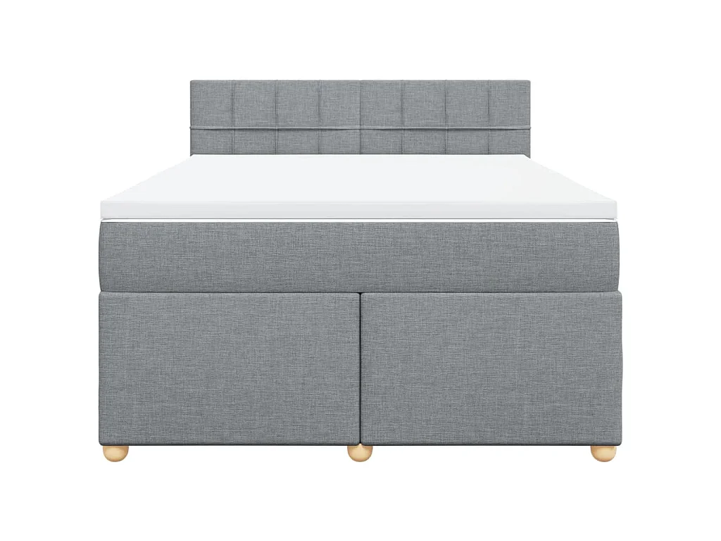 Cama box spring con colchón tela gris claro 160x200 cm