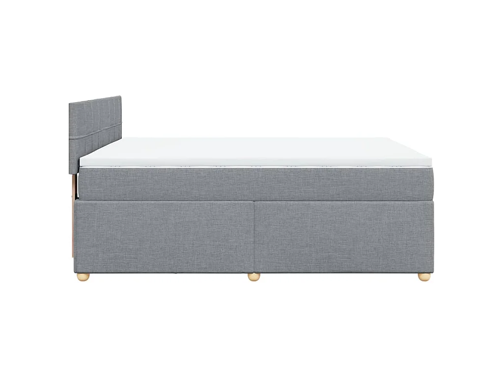 Cama box spring con colchón tela gris claro 160x200 cm