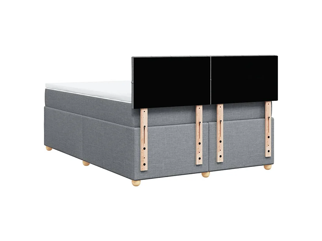 Cama box spring con colchón tela gris claro 160x200 cm