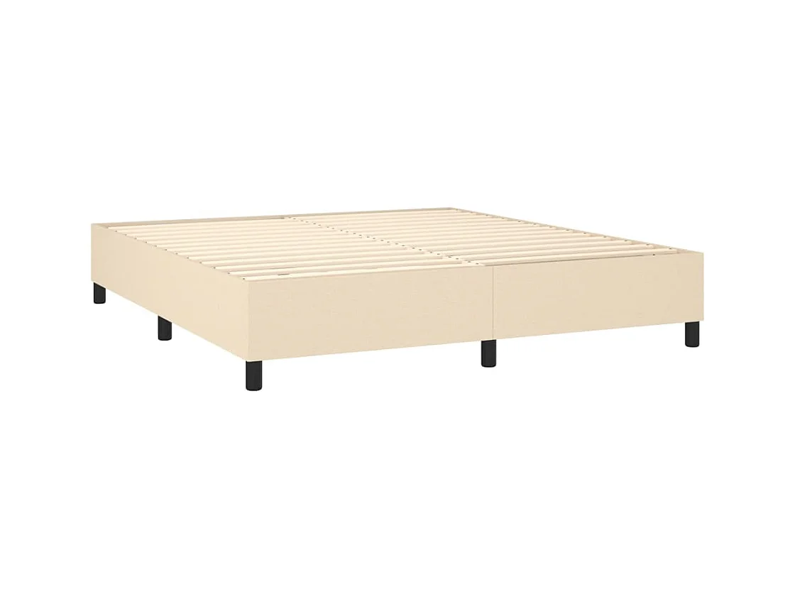 Sommier à lattes de lit matelas et LED Crème 180x200 cm Tissu