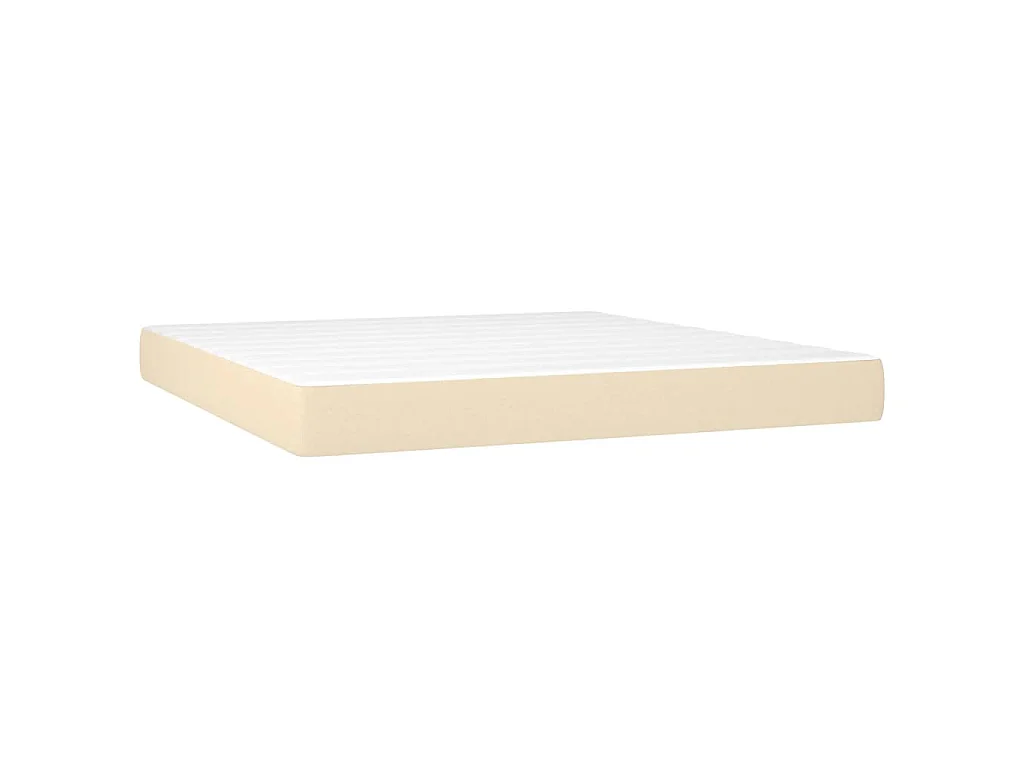 Sommier à lattes de lit matelas et LED Crème 180x200 cm Tissu