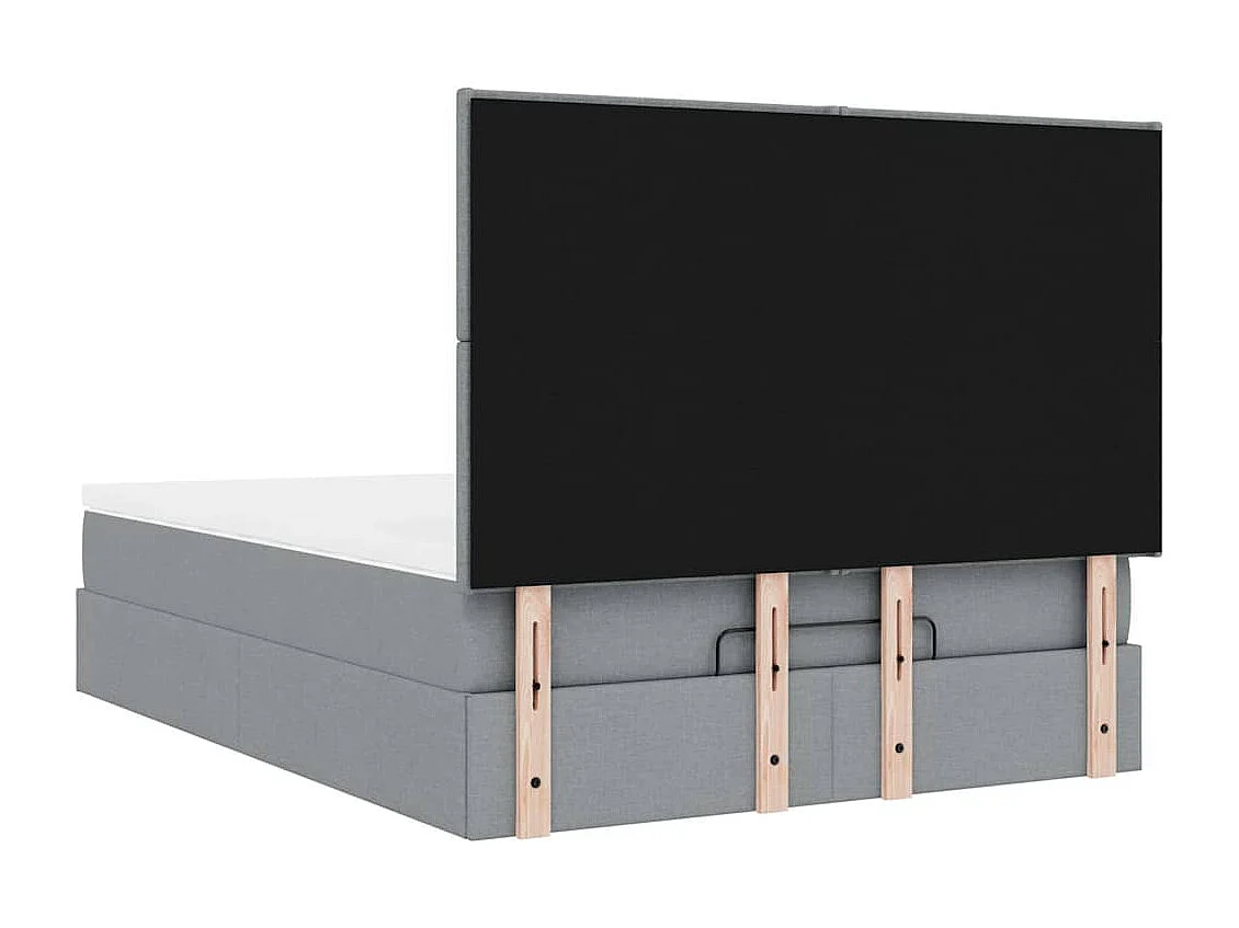 Cadre de lit ottoman et matelas gris clair 140x200 cm tissu