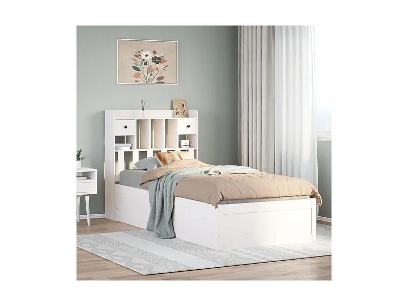 Cadre de lit sans matelas blanc 90x200 cm bois de pin massif