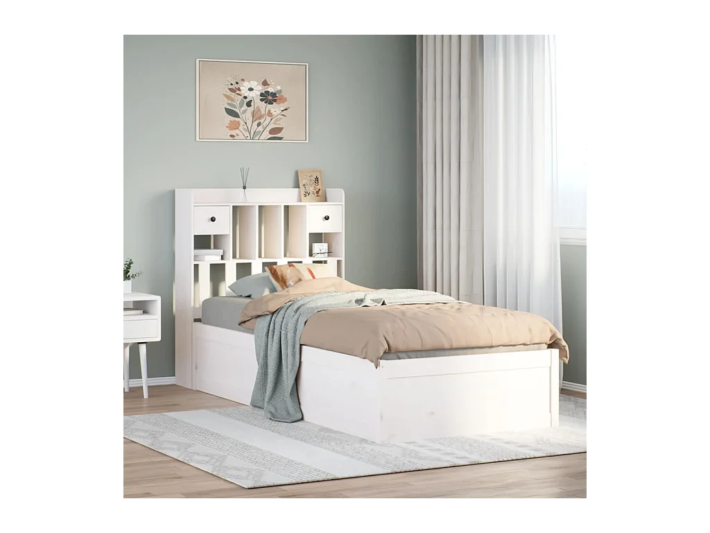 Giroletto senza Materasso Bianco 90x200 cm Legno Massello Pino